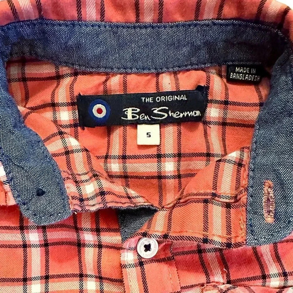 Ben Sherman | Boys Short Sleeve Plaid Button Down (5) - Picture 5 of 5